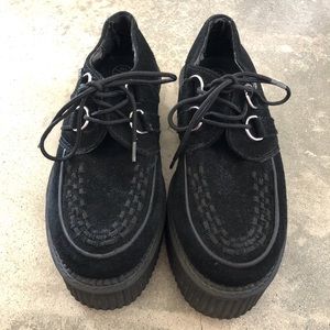 SOLD. T. U. K. BLACK SUEDE CREEPERS